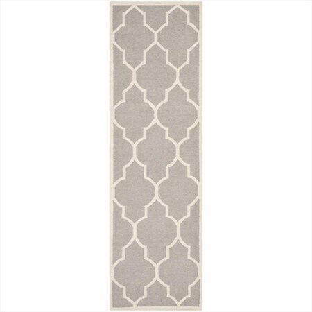 Safavieh 2 Ft. -6 In. X 6 Ft. Runner Contemporary Dhurries- Dark Grey And Ivory- Flatweave Rug DHU632G-26